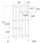Libreria a 3 ripiani in finto marmo e metallo oro da 72" - Threshold™: contenitore espositore contemporaneo