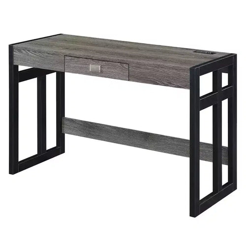 47" Monterey Desk with Charging Station Weathered Gray/Black - Breighton Home: Office Workstation with Hutch Storage