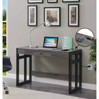 Scrivania Monterey da 47" con stazione di ricarica Grigio invecchiato/Nero - Breighton Home: Postazione di lavoro da ufficio con credenza a scaffale