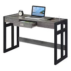 Scrivania Monterey da 47" con stazione di ricarica Grigio invecchiato/Nero - Breighton Home: Postazione di lavoro da ufficio con credenza a scaffale