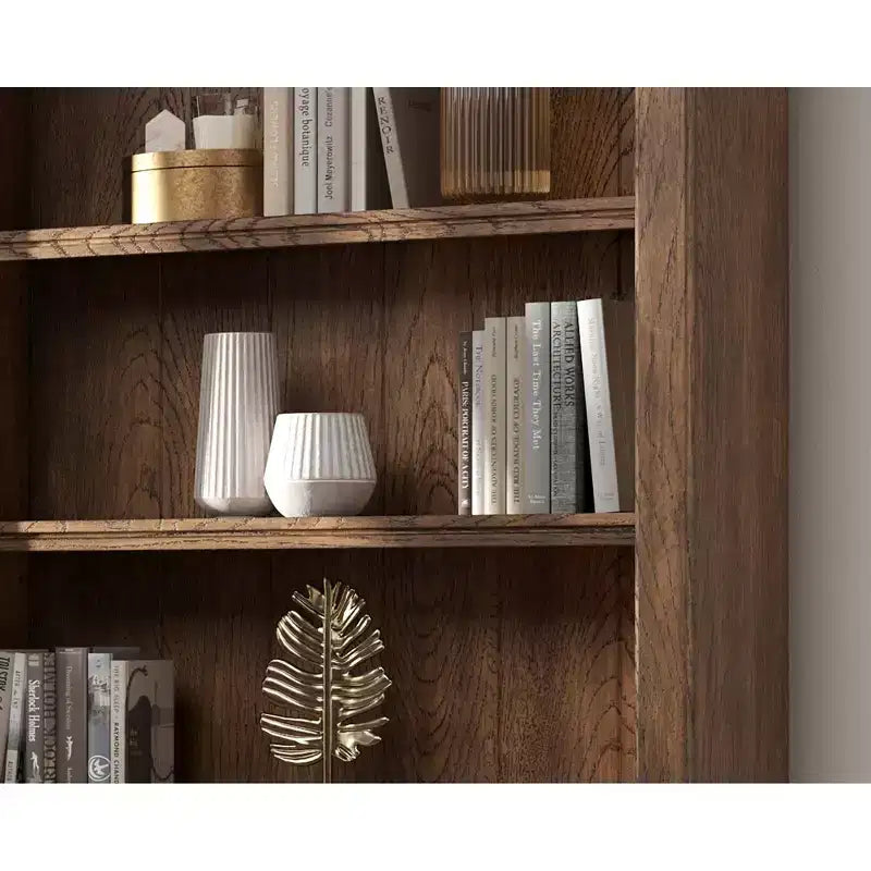 Libreria alta tradizionale da 94" in legno con contenitore Collezione Stratton Marrone - Martin Furniture