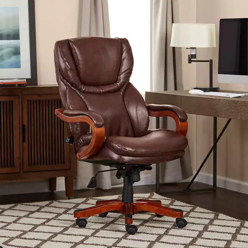 Poltrona Direzionale Extra-Large Redwood in Pelle - Serta: Imbottita, Girevole, Altezza Fissa, Stile Moderno