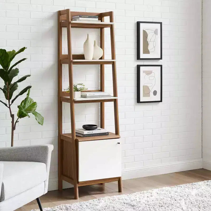 Libreria espositiva Bixby da 71" Noce/Bianco - Modway
