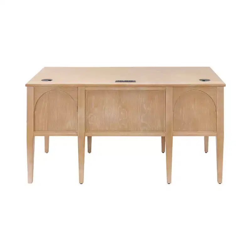 Martin Furniture Scrivania moderna con semibasamento in legno Collezione Laurel Marrone chiaro: Postazione di lavoro direzionale con cassetto multiuso