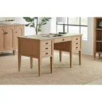 Martin Furniture Scrivania moderna con semibasamento in legno Collezione Laurel Marrone chiaro: Postazione di lavoro direzionale con cassetto multiuso