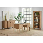 Martin Furniture Scrivania moderna con semibasamento in legno Collezione Laurel Marrone chiaro: Postazione di lavoro direzionale con cassetto multiuso