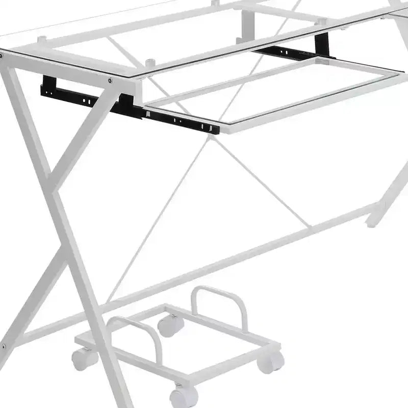 Scrivania Dazenus 62" con piano in vetro trasparente e finitura bianca - Acme Furniture: Mobili da ufficio moderni con base in legno