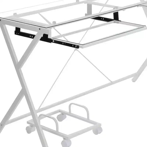 Bureau Dazenus de 62 po avec plateau en verre transparent et finition blanche - Acme Furniture : Mobilier de bureau moderne avec base en bois