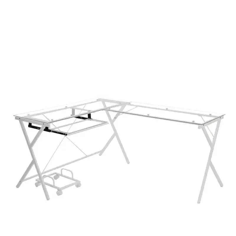 Scrivania Dazenus 62" con piano in vetro trasparente e finitura bianca - Acme Furniture: Mobili da ufficio moderni con base in legno