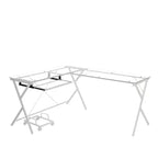 Scrivania Dazenus 62" con piano in vetro trasparente e finitura bianca - Acme Furniture: Mobili da ufficio moderni con base in legno