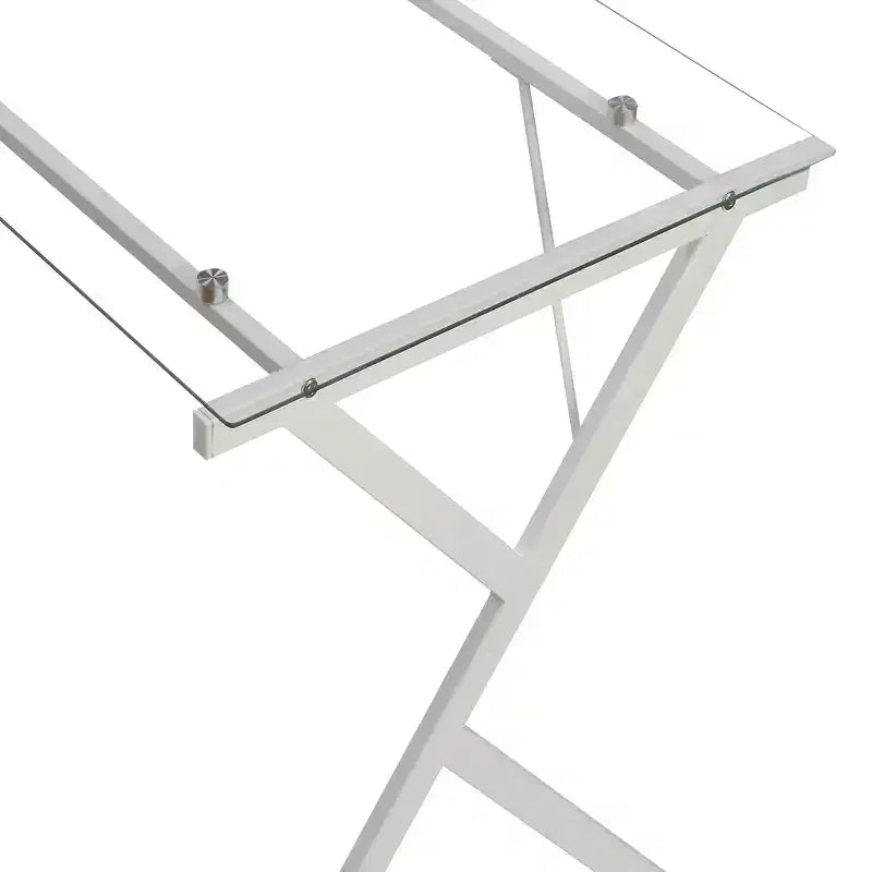 Scrivania Dazenus 62" con piano in vetro trasparente e finitura bianca - Acme Furniture: Mobili da ufficio moderni con base in legno