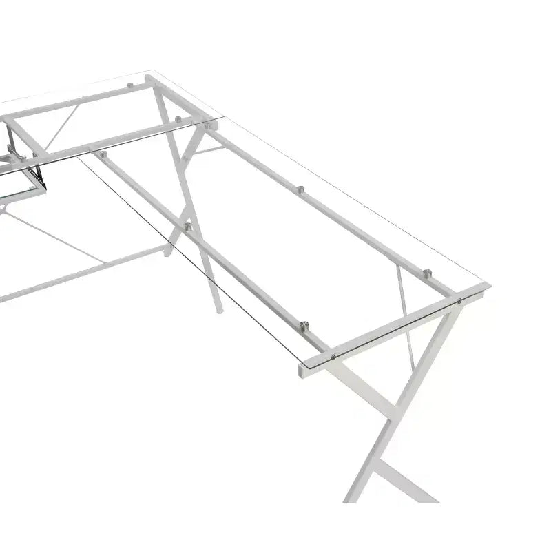 Scrivania Dazenus 62" con piano in vetro trasparente e finitura bianca - Acme Furniture: Mobili da ufficio moderni con base in legno