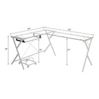 Scrivania Dazenus 62" con piano in vetro trasparente e finitura bianca - Acme Furniture: Mobili da ufficio moderni con base in legno