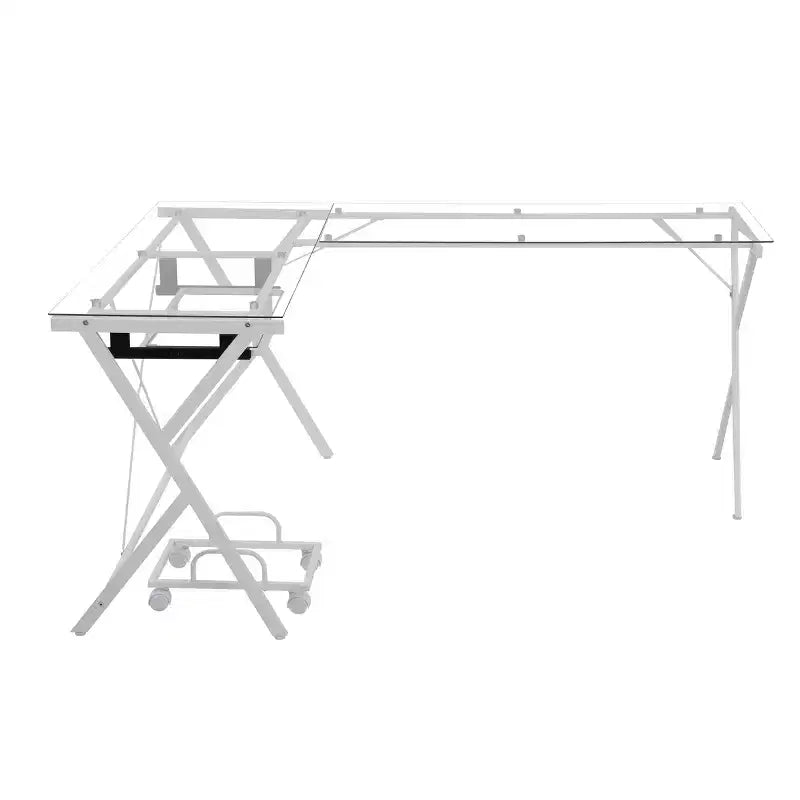 Scrivania Dazenus 62" con piano in vetro trasparente e finitura bianca - Acme Furniture: Mobili da ufficio moderni con base in legno