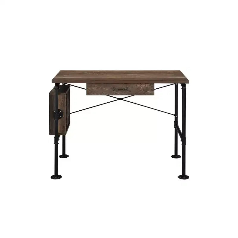 Scrivania Endang Rovere invecchiato/Nero - Acme Furniture: Telaio in metallo, Superficie salvaspazio da 39"