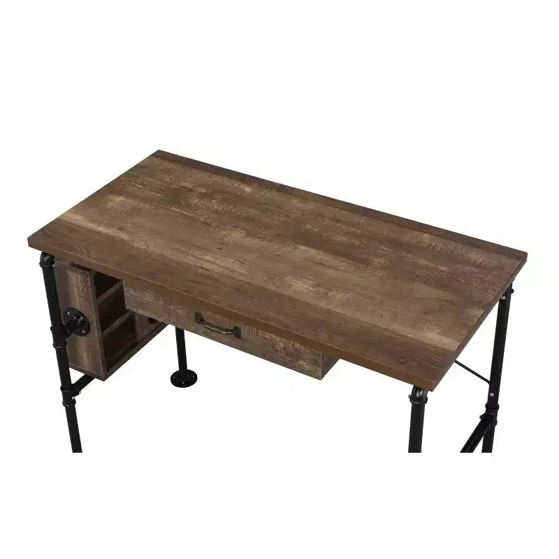 Scrivania Endang Rovere invecchiato/Nero - Acme Furniture: Telaio in metallo, Superficie salvaspazio da 39"