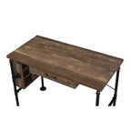 Scrivania Endang Rovere invecchiato/Nero - Acme Furniture: Telaio in metallo, Superficie salvaspazio da 39"