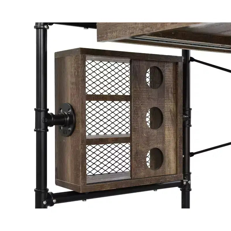 Scrivania Endang Rovere invecchiato/Nero - Acme Furniture: Telaio in metallo, Superficie salvaspazio da 39"