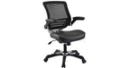 Edge Mesh Vegan Leather Seat Office Chair with Flip-Up Arms Black - Modway