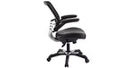 Sedia da ufficio Edge Mesh in ecopelle vegana con braccioli pieghevoli nera - Modway