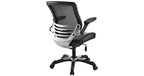 Sedia da ufficio Edge Mesh in ecopelle vegana con braccioli pieghevoli nera - Modway