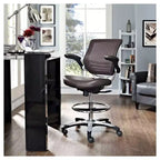 Sedia da ufficio Edge Mesh in ecopelle vegana con braccioli pieghevoli nera - Modway
