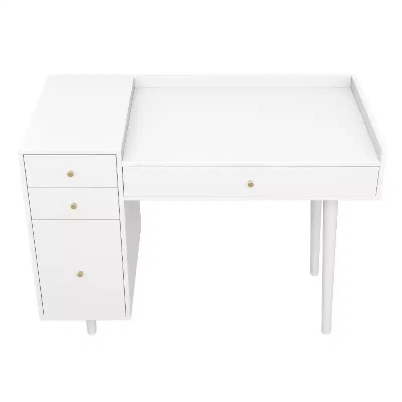 42" Daisy Wood Vanity Desk with Drawers Matte White/Gold - Nathan James