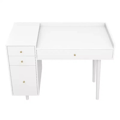 42" Daisy Wood Vanity Desk with Drawers Matte White/Gold - Nathan James