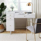 Scrivania da trucco Daisy Wood con cassetti 42" bianco opaco/oro - Nathan James