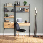 Libreria snella in acciaio/legno da 75" nera/marrone - LumiSource
