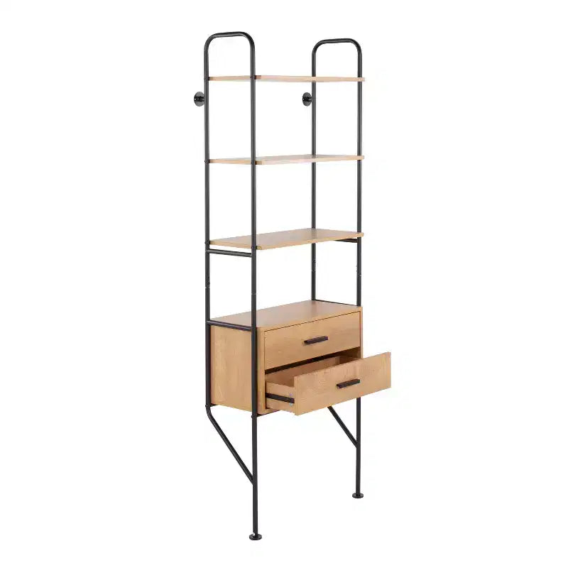 Libreria snella in acciaio/legno da 75" nera/marrone - LumiSource