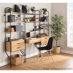 Libreria snella in acciaio/legno da 75" nera/marrone - LumiSource