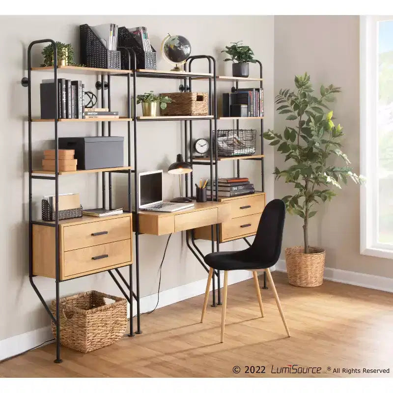 Libreria snella in acciaio/legno da 75" nera/marrone - LumiSource