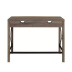 Scrivania per studio Sophie Modern Farmhouse con struttura a X e ripiani a giorno, effetto legno grigio - Saracina Home