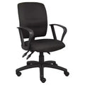 Multi-Function Fabric Task Chair with Loop Arms Black - Boss Office Products: Adjustable, Swivel, Nylon Base