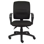 Sedia da lavoro in tessuto multifunzione con braccioli ad anello nera - Boss Office Products: regolabile, girevole, base in nylon