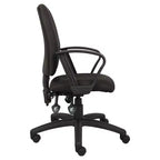 Sedia da lavoro in tessuto multifunzione con braccioli ad anello nera - Boss Office Products: regolabile, girevole, base in nylon