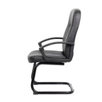 Chaise d'appoint de bureau Executive en cuir noir - Boss Office Products : Piètement en métal, Rembourrée, Accoudoirs fixes, Nettoyage des taches