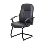 Chaise d'appoint de bureau Executive en cuir noir - Boss Office Products : Piètement en métal, Rembourrée, Accoudoirs fixes, Nettoyage des taches