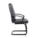 Chaise d'appoint de bureau Executive en cuir noir - Boss Office Products : Piètement en métal, Rembourrée, Accoudoirs fixes, Nettoyage des taches