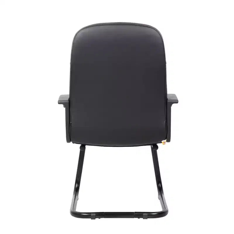 Chaise d'appoint de bureau Executive en cuir noir - Boss Office Products : Piètement en métal, Rembourrée, Accoudoirs fixes, Nettoyage des taches