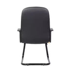 Chaise d'appoint de bureau Executive en cuir noir - Boss Office Products : Piètement en métal, Rembourrée, Accoudoirs fixes, Nettoyage des taches