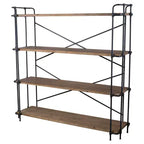 Yorktown 65.5" 4-Shelf Industrial Bookcase Brown - Christopher Knight Home: Sturdy Metal & Wood Frame, 150lb Capacity
