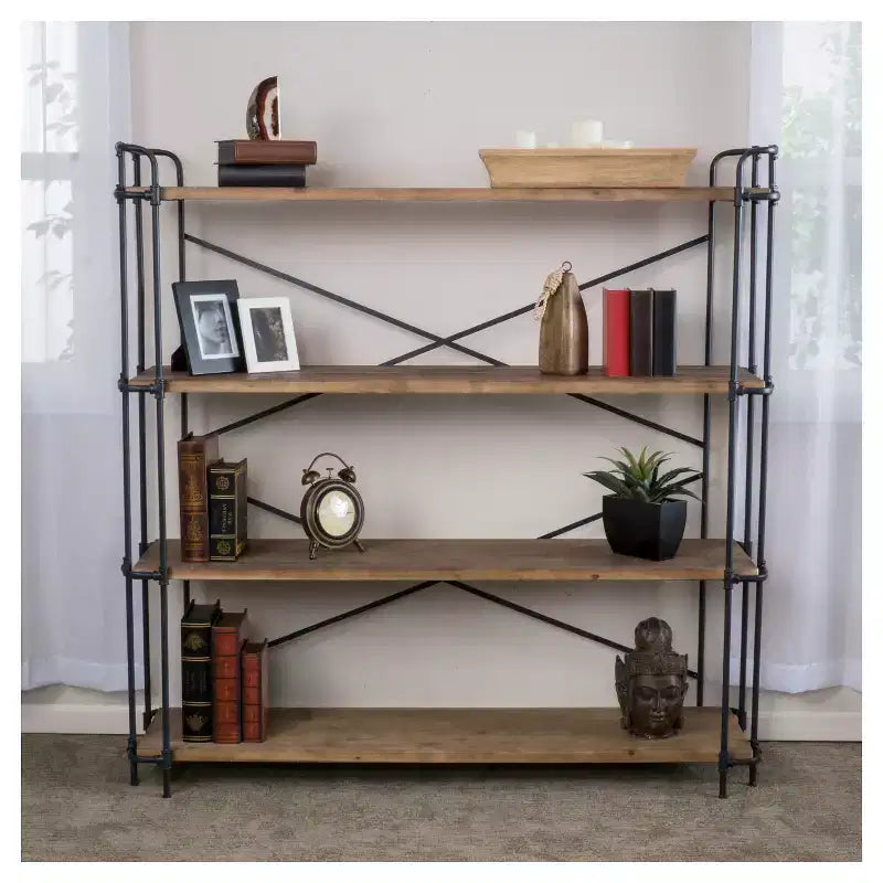 Yorktown Libreria Industriale a 4 Ripiani da 166 cm Marrone - Christopher Knight Home: Robusta Struttura in Metallo e Legno, Capacità 68 kg