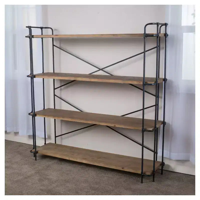 Yorktown Libreria Industriale a 4 Ripiani da 166 cm Marrone - Christopher Knight Home: Robusta Struttura in Metallo e Legno, Capacità 68 kg