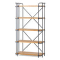 Christopher Knight Home Yorktown 66.75" 5-Shelf Industrial Bookcase Brown: Metal & Wood, Console Style, 250lb Capacity
