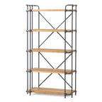 Christopher Knight Home Yorktown 66.75" 5-Shelf Industrial Bookcase Brown: Metal & Wood, Console Style, 250lb Capacity