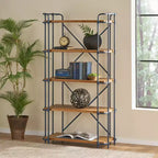 Christopher Knight Home Yorktown 66,75" Libreria Industriale a 5 Ripiani Marrone: Metallo e Legno, Stile Console, Capacità 113 kg