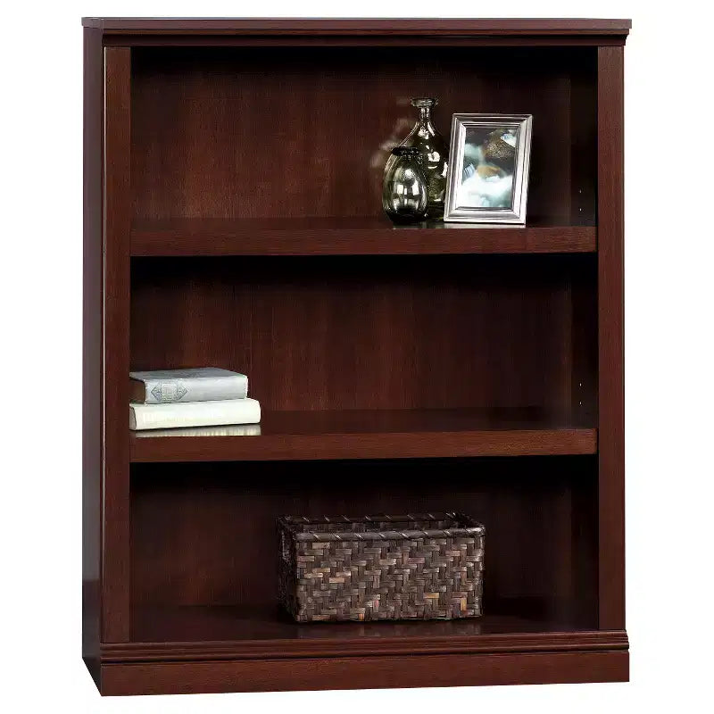 Sauder 43.78" 3 Shelf Bookshelf Cherry: Mid-Century Modern, Adjustable, Particle Board Construction: Home Office Storage