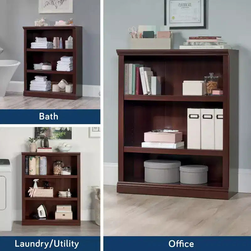 Sauder Libreria a 3 ripiani 43.78" ciliegio: Moderna di metà secolo, regolabile, costruzione in truciolato: Stoccaggio per ufficio in casa